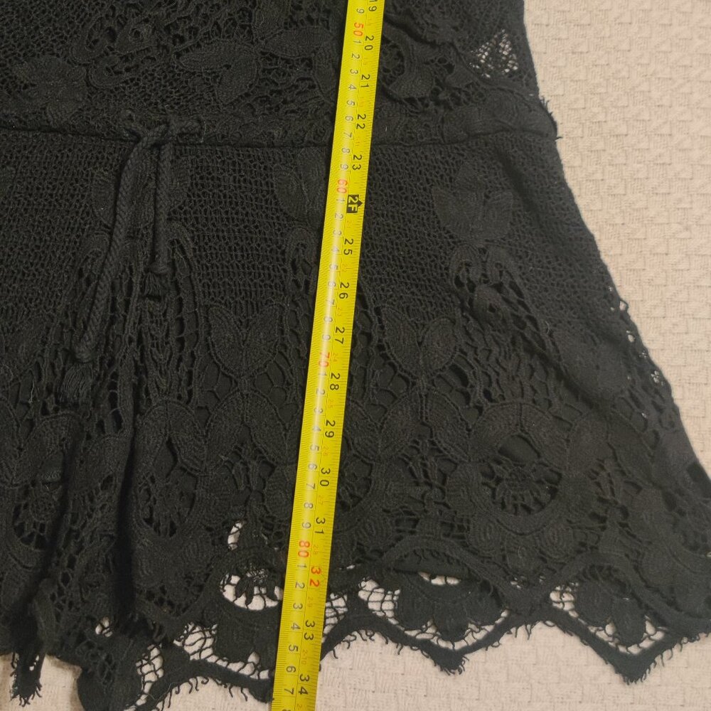 FREE PEOPLE Jumpsuite DARK NIGHT EMBELLISHED LACE-UP BACK TUNIC short BLACK L - Picture 9 of 9